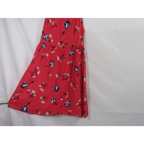 So Heritage Peach Floral Mini Dress sz L Strappy Flowy Boho Cottagecore Fairy - Picture 3 of 12